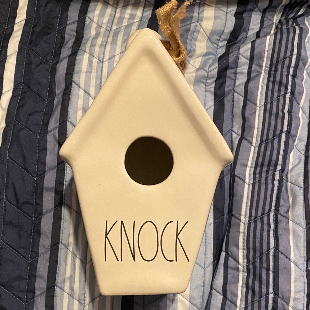 Rae Dunn White 'KNOCK' Birdhouse Hook